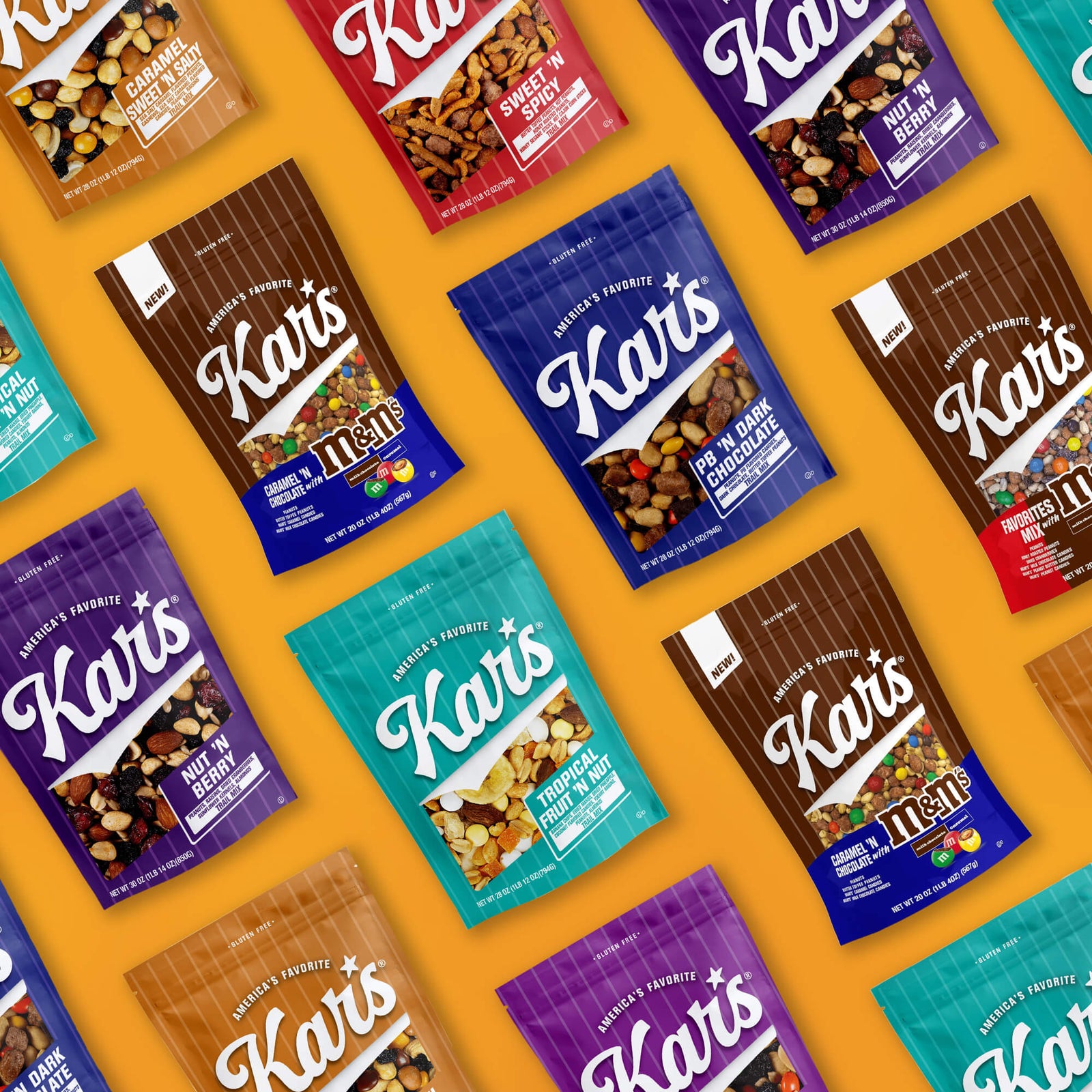 many bags of various kar's nuts